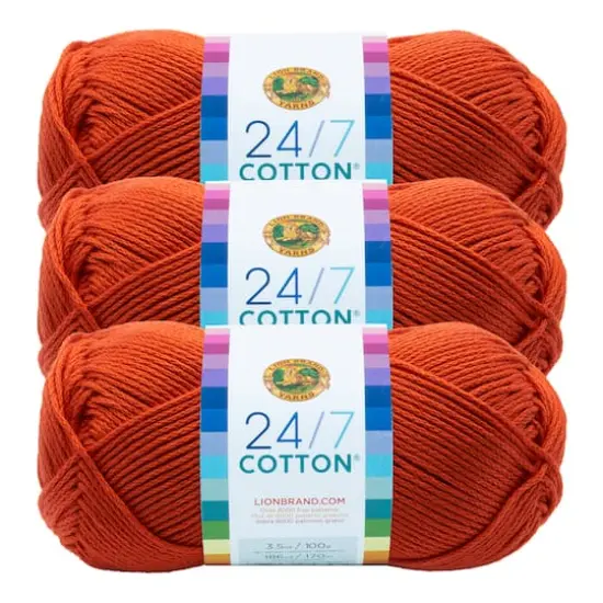 3 Pack Lion Brand&reg; 24/7 Cotton&reg; Yarn Tangerine {1}