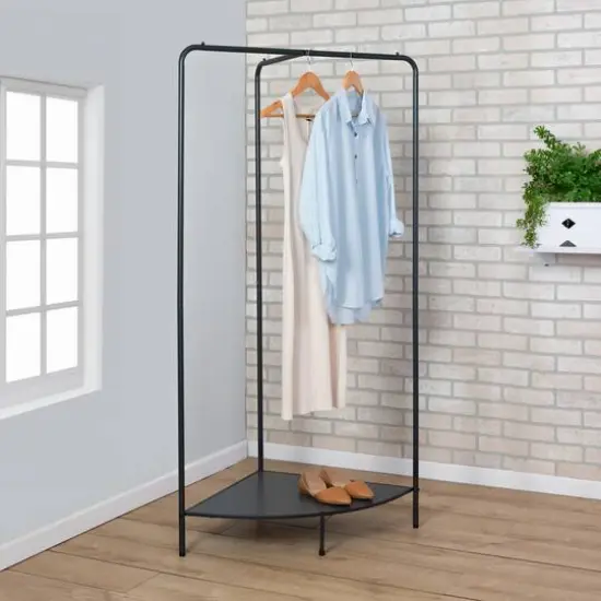Honey Can Do 5.5ft. Freestanding Corner Garment Rack with Shoe Storage {1}