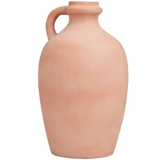 15" Orange Terracotta Jug Vase with Handle {5}