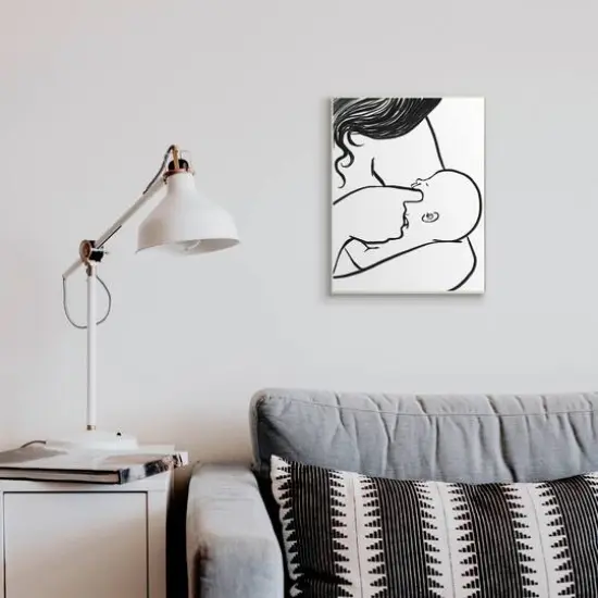 Stupell Industries Mother Nursing Child Portrait Minimal Black White Wall Plaque Art {3}