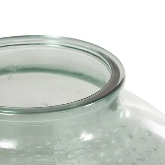 12.25" Green Glass Wide Spotted Decorative Vase {5}