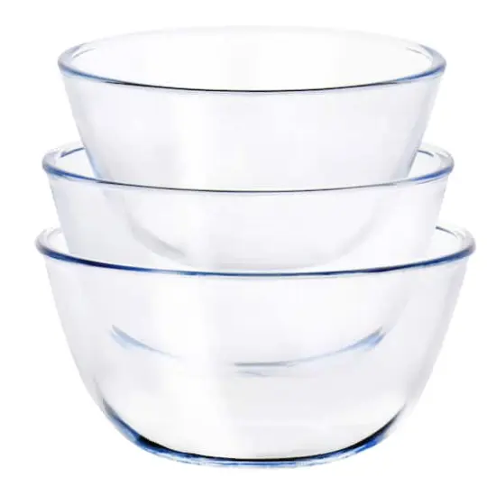 Martha Stewart Mint Borosilicate Glass Prep Bowl Set with Plastic Lids {3}