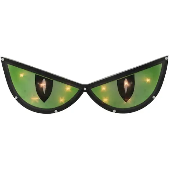20" Lighted Green Eyes Halloween Window Silhouette Decoration {1}