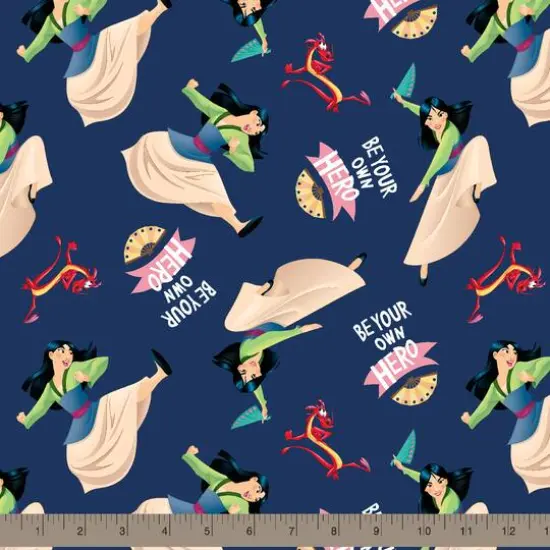Disney&reg; Princess Mulan Blue Be Your Own Hero Cotton Fabric {3}