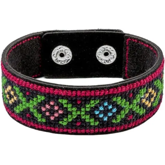 Wonderland Crafts Red & Green Artificial Leather Cross Stitch Bracelet Kit {1}