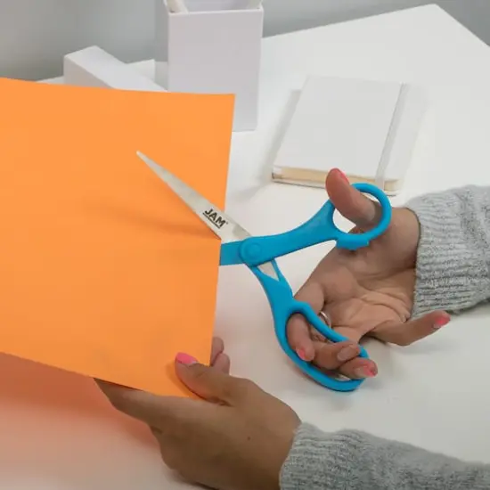 JAM Paper 8" Ergonomic Multi-Purpose Precision Scissors Blue {5}