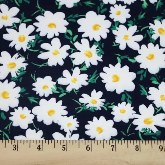 Fabric Merchants Daisies on Blue Double Brushed Stretch Fabric {3}