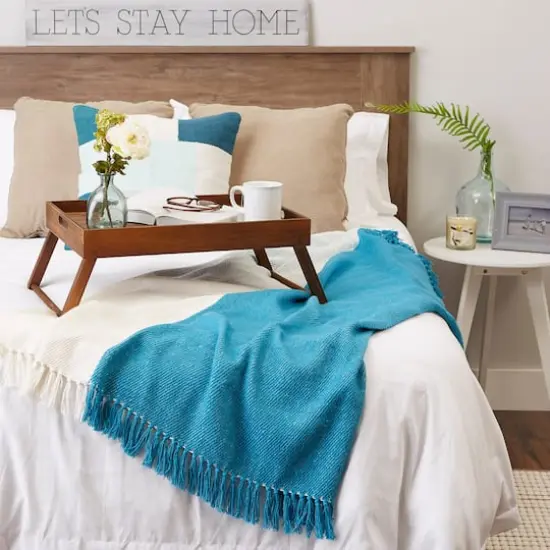 DII&reg; Teal Four Square Woven Throw {5}