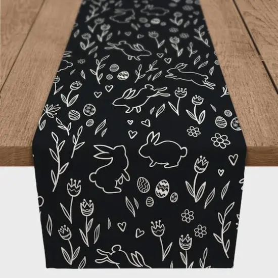 Chalk Easter Bunny Pattern Runner 1 16" x 72" Cotton Twill Runner {1}