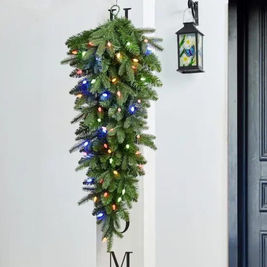 Glitzhome&reg; 36" Pre-Lit Greenery Christmas Teardrop with LED Lights & Timer {4}