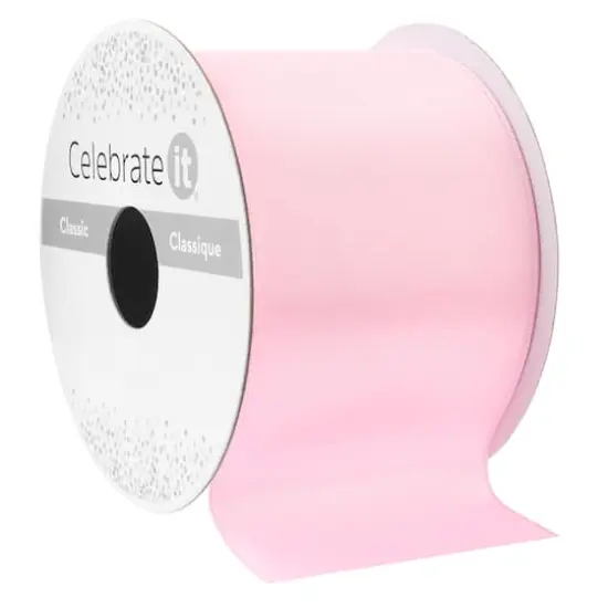 2.5" x 10yd. Satin Wired Ribbon by Celebrate It&reg; Classic Light Pink {1}