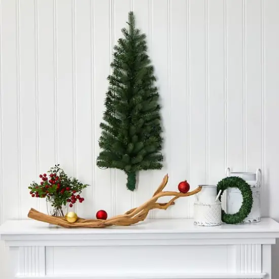 3ft. Pre-Lit Flat Back Wall Hanging Artificial Christmas Tree, Clear LED Lights {8}