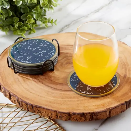 Kate Aspen&reg; Under the Stars Glass Coasters & Holder Set {6}