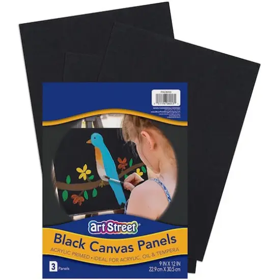 Art Street Prang 2 Pack 9" x 12" Black Canvas Panels {3}
