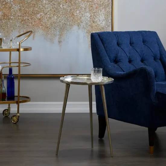 21" Aluminum Accent Table with Tray Top Silver {7}