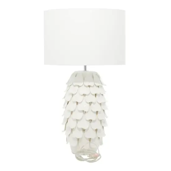 28" White Ceramic Coastal Table Lamp {3}