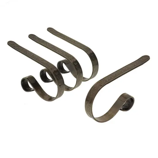 Original MantleClip® Holly Embossed Antique Brass Stocking Holders, 4ct. {1}