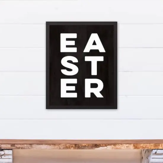 Easter Typography 16" x 20" Black Floating Framed Canvas {5}