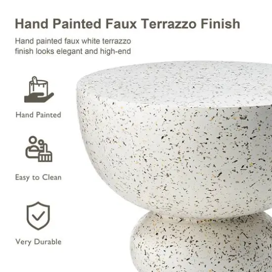 Glitzhome&reg; 17.25" Terrazzo Garden Accent Stool {9}