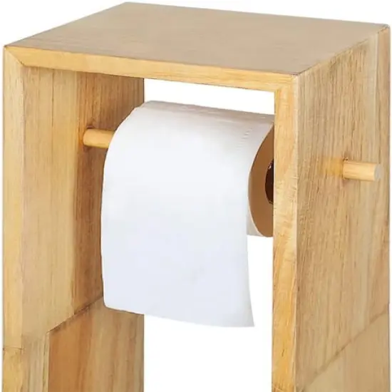 Brown Wood Bathroom Storage Rack {5}