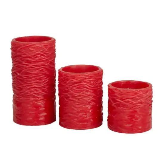Red Coastal Flameless Candle Set {3}