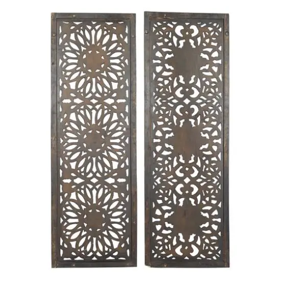 Set of 2 Brown Wood Traditional Wall Decor, 48" x 16" {9}