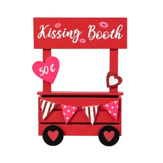 Glitzhome&reg; 10" Valentine's Wooden Kissing Booth Table D&eacute;cor {6}