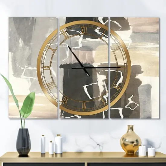 Designart 'Glam Dancing Shape I Modern Multipanel Wall Clock {3}