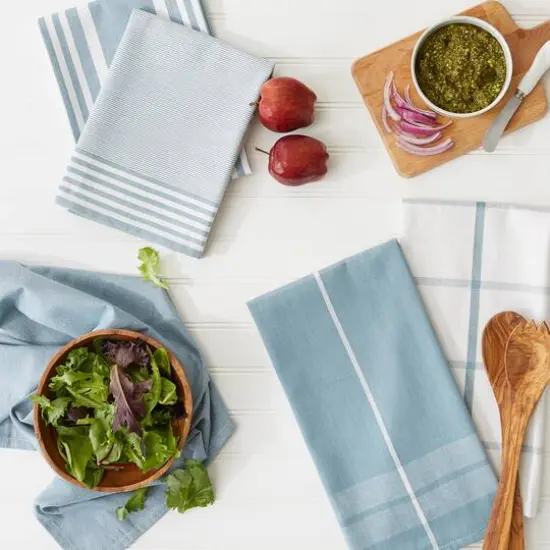 DII&reg; Classic Oversized Woven Dishtowels Set Smoke Blue {7}