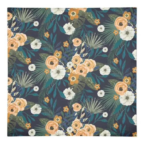 Tropical Floral Cotton Twill Napkin Navy {1}