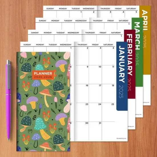 TF Publishing 2025-2026 Small Mushroom Patch Monthly Pocket Planner {4}