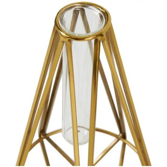 Gold Stainless Steel Geometric Test Tube Vase Set {8}