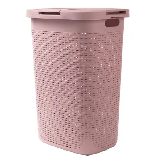 Mind Reader 60L Hamper Laundry Basket with Cutout Handles Pink {1}