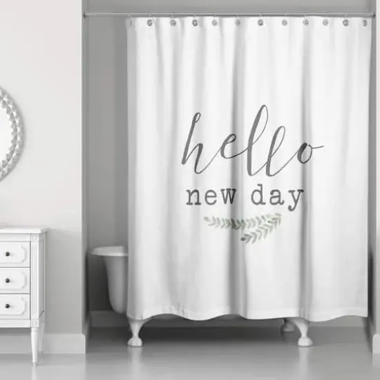 Hello New Day 71" x 74" Shower Curtain {1}