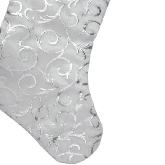 20.5" Silver Filigree Christmas Stocking {5}