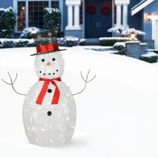 36" Pre-Lit Sisal Snowman Decoration {3}