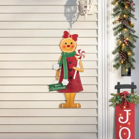 Glitzhome&reg; 36" Metal Christmas Gingerbread Man Yard Stake {3}