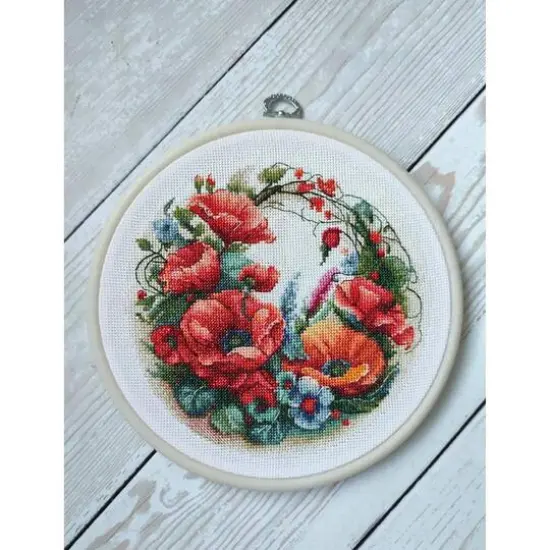 Luca-S Composition with Poppies Counted Cross Stitch Kit with Display Hoop {26}
