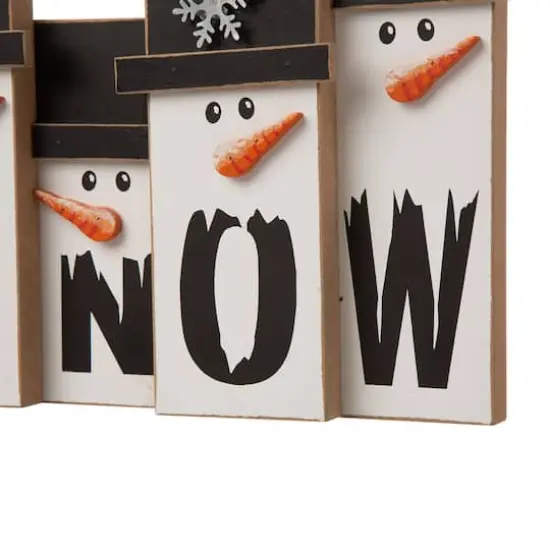 Glitzhome&reg; 12" Wooden Snowman Family Tabletop Accent {6}