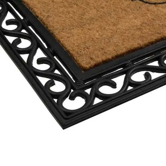 Black & Natural Coir Welcome Wide Doormat {6}