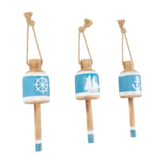 Blue & White Anchor, Sailboat & Ship Wheel Buoy Wall D&eacute;cor Set {4}