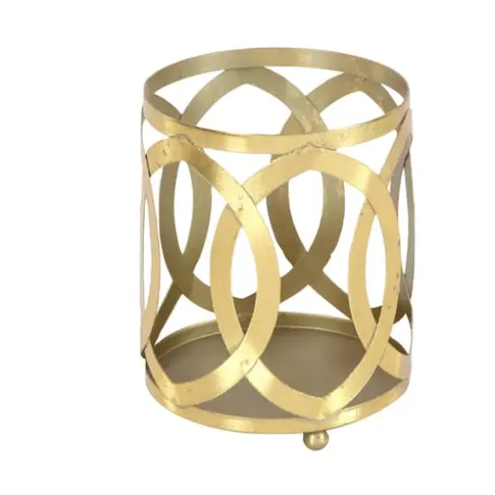 8" Gold Iron Glam Candle Holder {5}