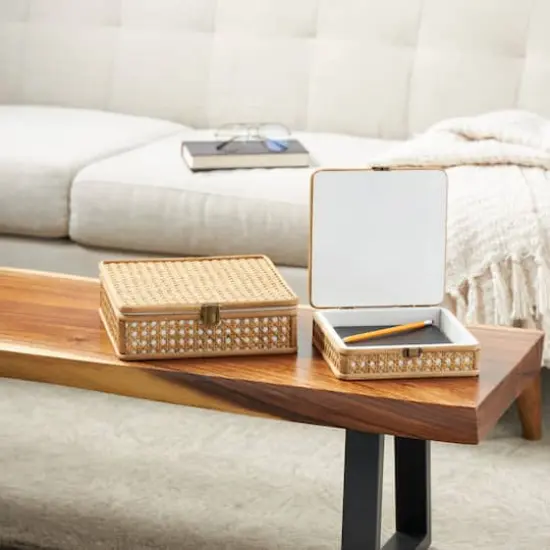 Brown Woven Rattan Box Set {3}
