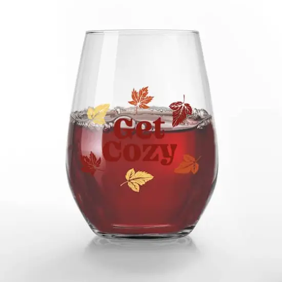 Get Cozy 15oz. Printed Stemless Wine Glass {3}