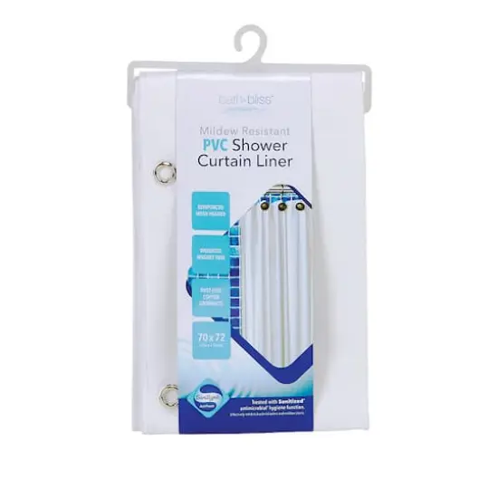 Bath Bliss Sanitized Shower Liner PVC White {5}
