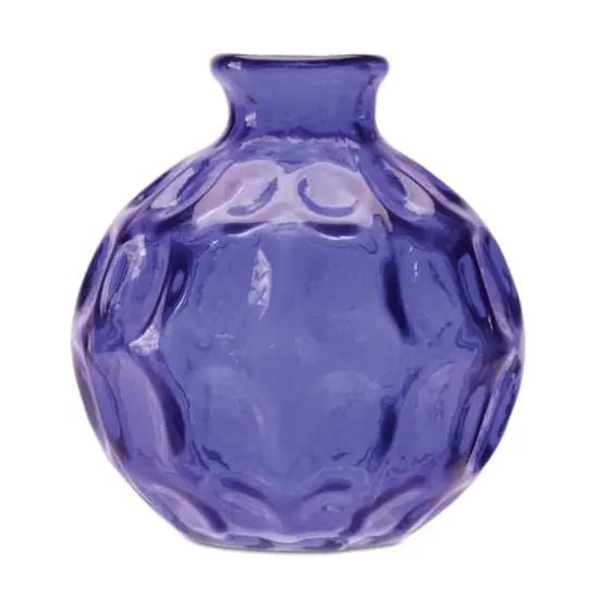 4.25" Blue Bubble Glass Bud Vase Set {4}