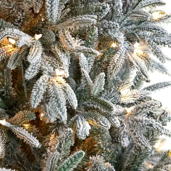 8.5ft. Pre-Lit Flocked Manchester Spruce Artificial Christmas Tree, Warm White Lights {5}