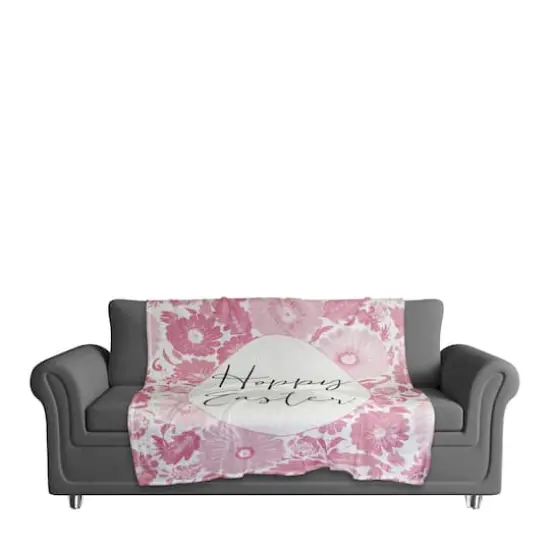 Hoppy Easter Floral Egg Throw Blanket {3}