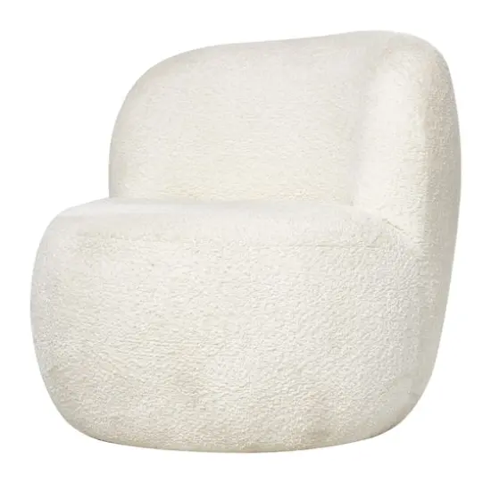 White Polyester Rounded Barrel Accent Chair {3}
