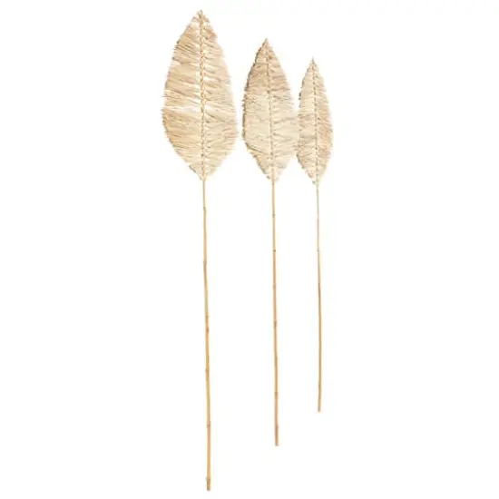79" Light Brown Bamboo Wood Handmade Palm Leaves, 3ct. {4}